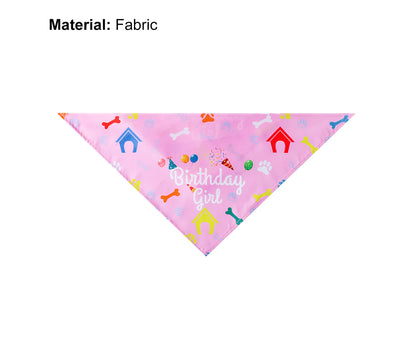 Pet Triangle Bib Happy Birthday Print Holiday Dress-Up Fabric Fashion Pet Dogs Kitten Bandana for Birthday Party Pink