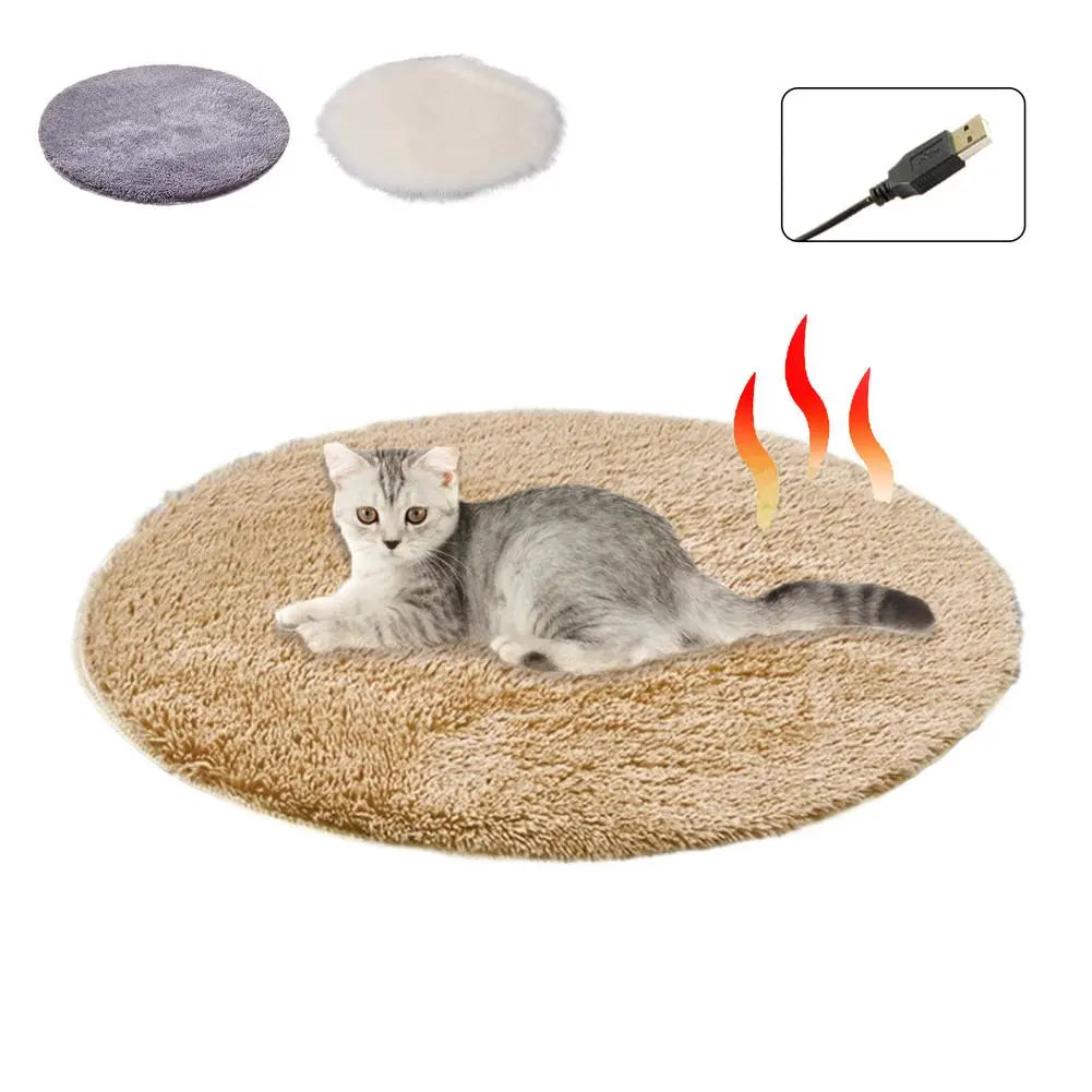 Winter Pet Electric Heating Pad Blanket Dog Cat Electric Heating Bed Plush Mat USB Charging Sleeping Blanket for Travel Dog Bed