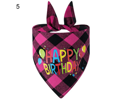 Pet Saliva Towel Plaid Pattern Cute Accessories Breathable Dog Birthday Bandana Cat Triangle Scarf for Party-5