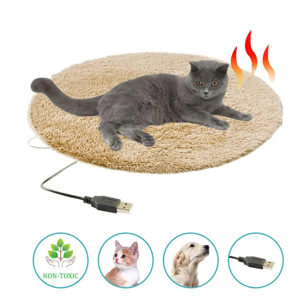 Winter Pet Electric Heating Pad Blanket Dog Cat Electric Heating Bed Plush Mat USB Charging Sleeping Blanket for Travel Dog Bed