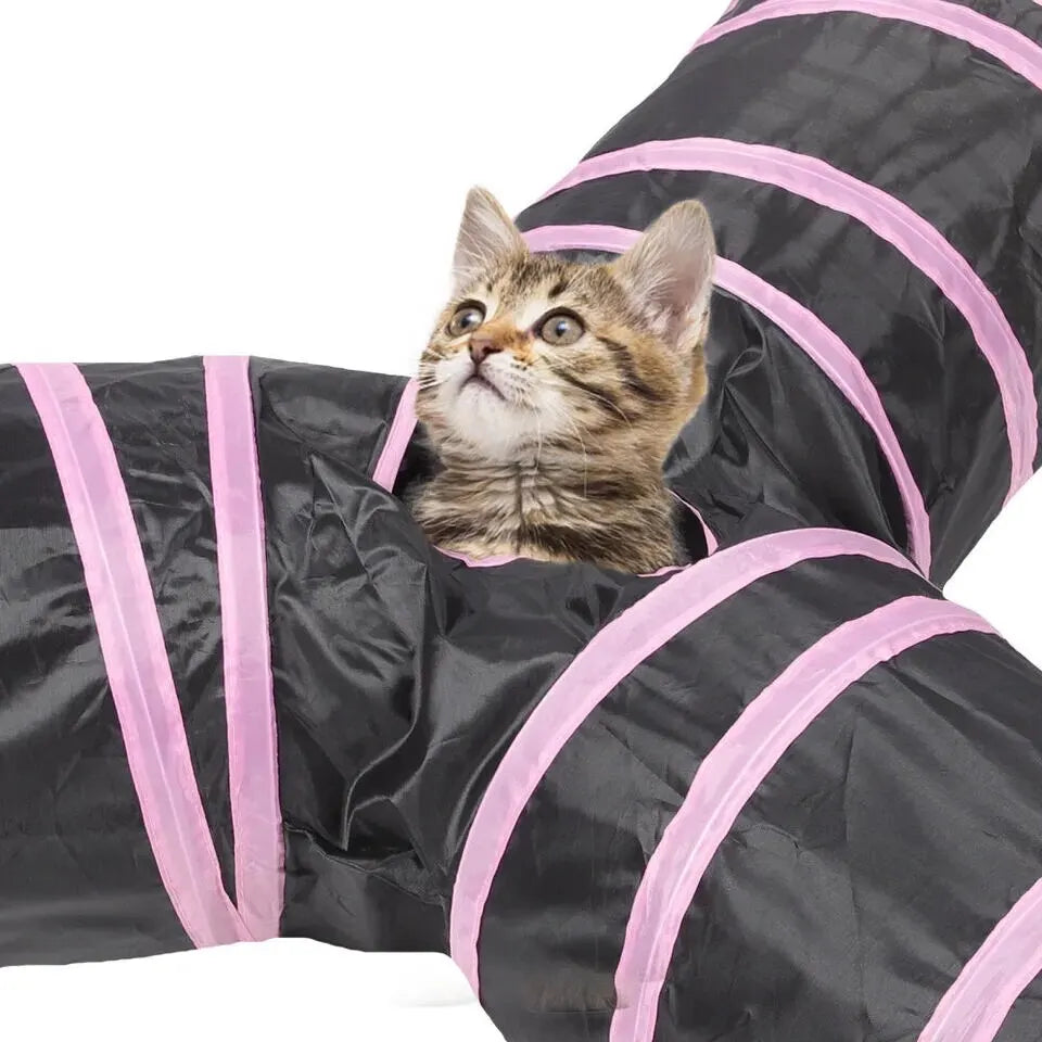 Wear-Resistant Cat Play Tunnel Foldable Pet Animal Tunnels with Crinkle Playing Toy for Cats Guinea Pig Rabbits Funny Cat Supply