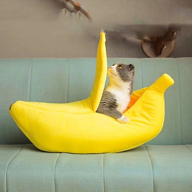 Cute Cat Bed Banana-Shaped Soft Cat Cuddle Bed House Lovely Pet Supplies for Cat Kittens Rabbit Small Dogs Pet Products LBS