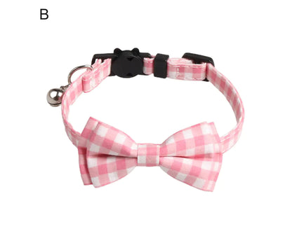 Pet Collar Comfortable Anti-Lock Bowknot Buckle Cat Dog Collar Safety Belt Pet Accessories-Pink