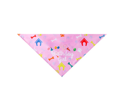 Pet Triangle Bib Happy Birthday Print Holiday Dress-Up Fabric Fashion Pet Dogs Kitten Bandana for Birthday Party Pink