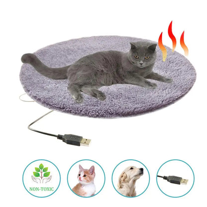 Winter Pet Electric Heating Pad Blanket Dog Cat Electric Heating Bed Plush Mat USB Charging Sleeping Blanket for Travel Dog Bed